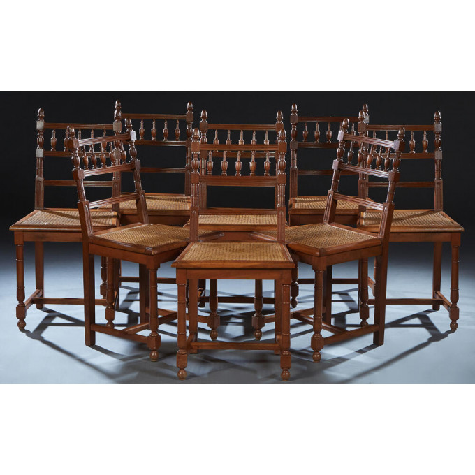 Appraisal: Set of Eight Henri II Style Carved Walnut Dining Chairs