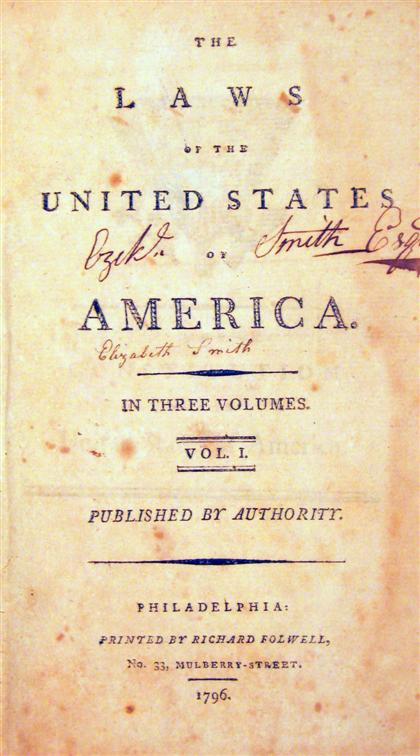 Appraisal: vols United States The Laws of The United States of