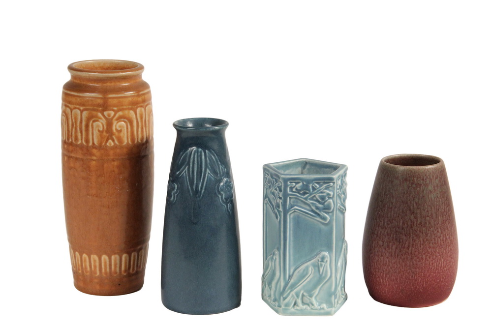 Appraisal: ROOKWOOD POTTERY VASES - Including Art Deco Vase in bowed