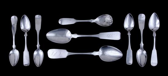 Appraisal: Collection of coin silver spoons tablespoon by Newell Harding Boston