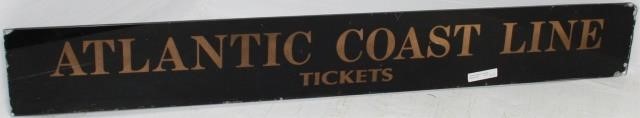 Appraisal: RAILROAD ADVERTISING SIGN ATLANTIC COAST LINETICKETS REVERSE PAINTED ON GLASS