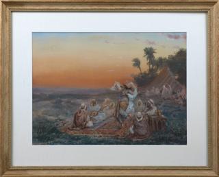 Appraisal: Paul B Pascal - Arab Encampment with Harem Dancer th