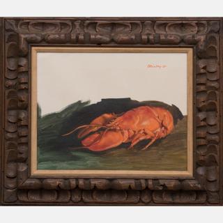 Appraisal: Herbert Steinberg - Lobster Study Oil on canvas Signed upper