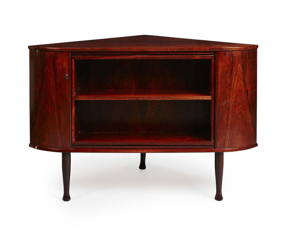 Appraisal: SOLA M BELFABRIKK NORWAY ROSEWOOD CORNER COCKTAIL CABINET S with