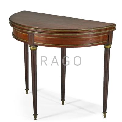 Appraisal: LOUIS XVI CARD TABLE Mahogany with bronze mounts th c