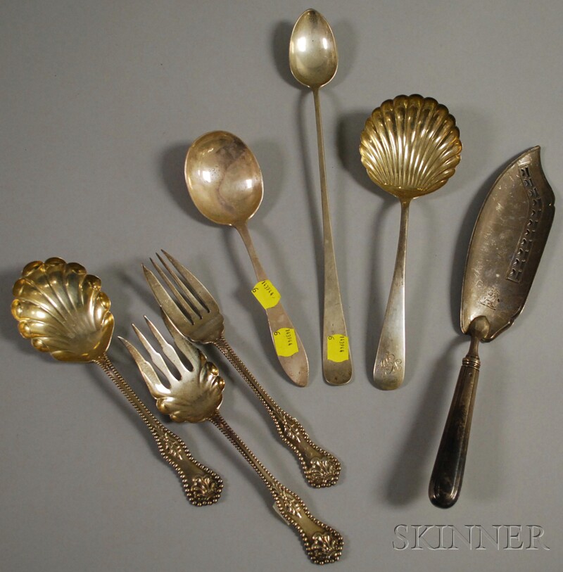 Appraisal: Seven Silver Flatware Serving Items an S Kirk Son spoon