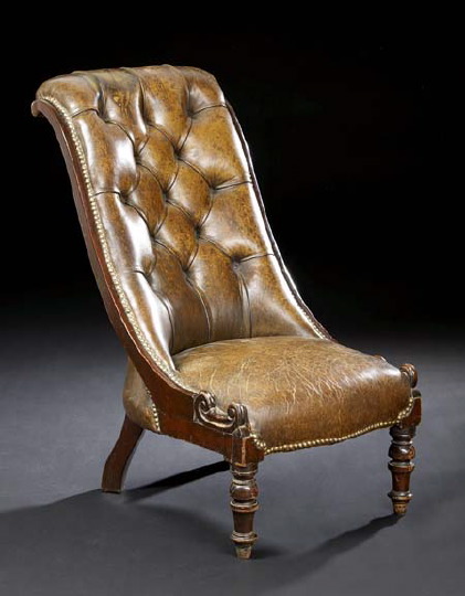 Appraisal: William IV Leather-Upholstered Mahogany Nursing Chair mid- th century the