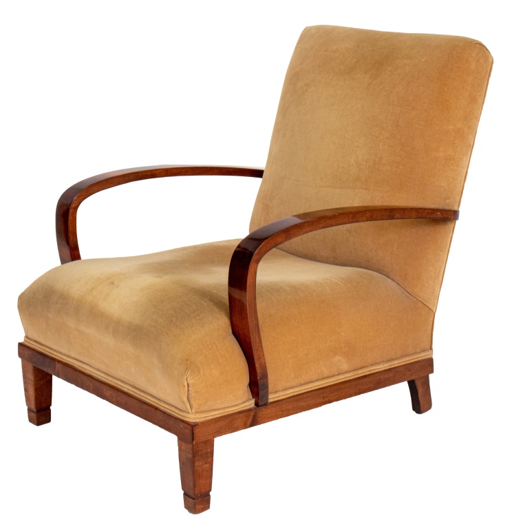 Appraisal: ART DECO CHAIR IN STAINED FRUITWOOD S Art Deco arm