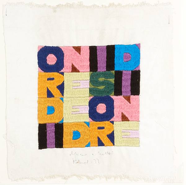 Appraisal: Alighiero Boetti Italian - ORDINE E DISORDINE signed inscribed and