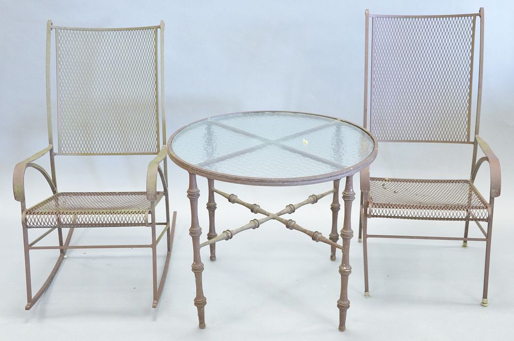 Appraisal: Three piece lot to include two wire mesh chairs and