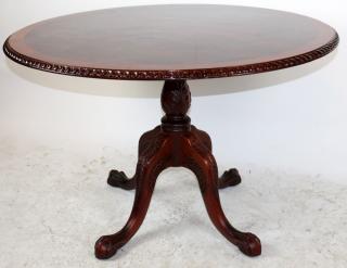 Appraisal: Round mahogany pedestal base foyer table with ball and claw