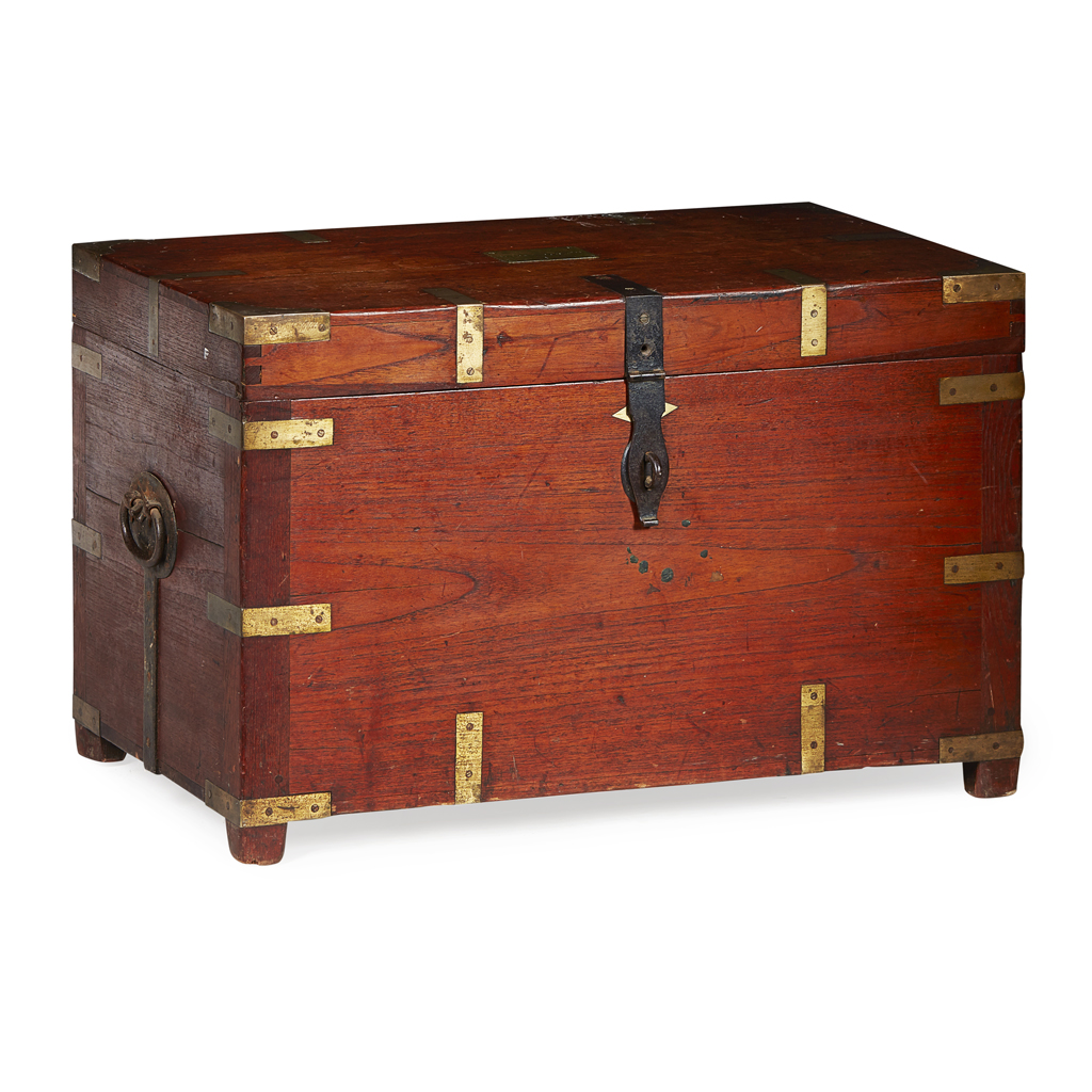 Appraisal: ANGLO-INDIAN CAMPHORWOOD AND BRASS-BOUND MILITARY CHEST EARLY TH CENTURY of