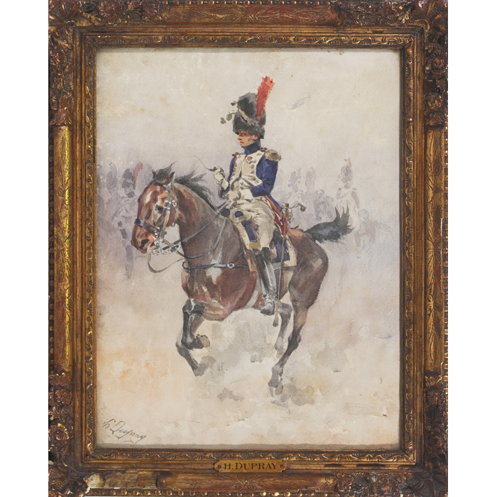 Appraisal: Henri Louis Dupray French - Soldier on Horse c watercolor