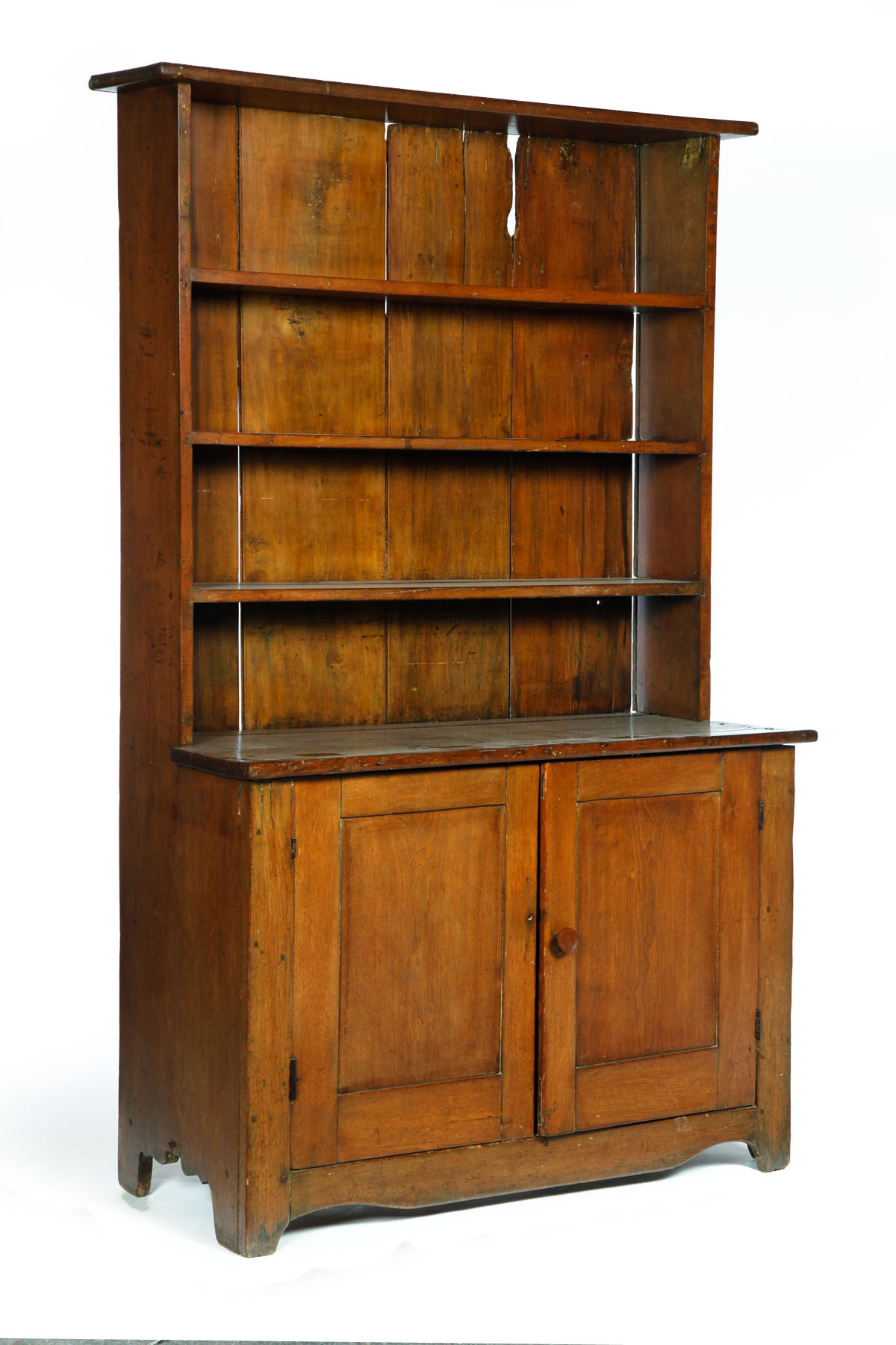 Appraisal: OPEN-TOP CUPBOARD American th century walnut One piece the upper