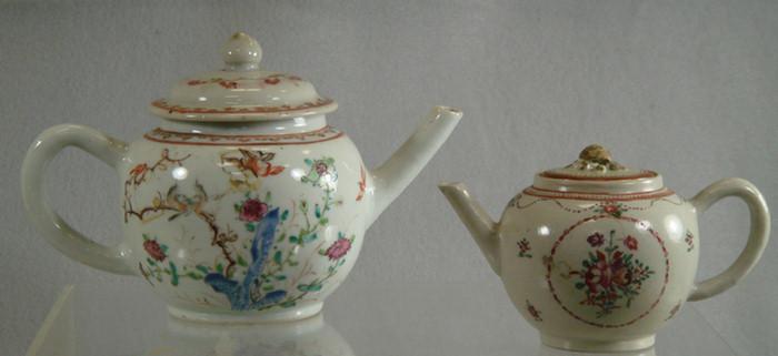 Appraisal: Chinese export porcelain globular teapots floral decoration - h Estimate