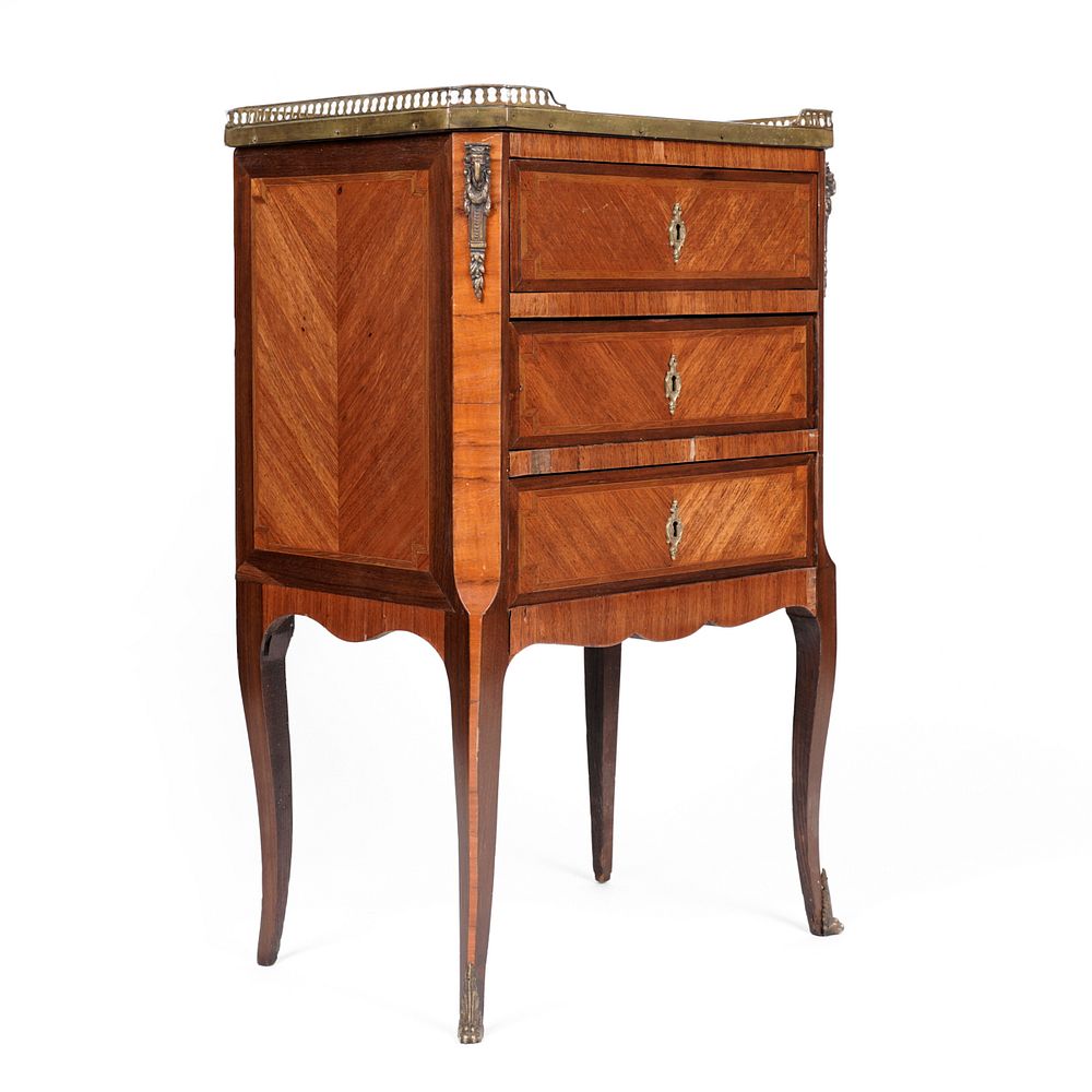 Appraisal: French Empire Marble Top Table Chest of Drawers French Empire