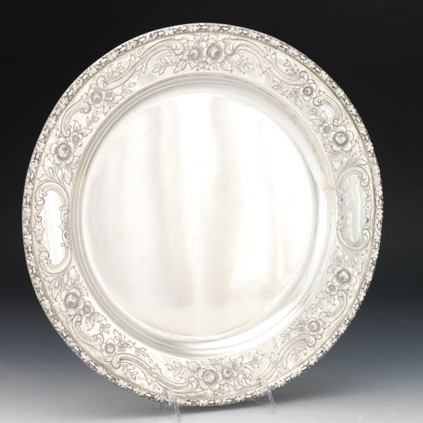 Appraisal: REED BARTON STERLING SILVER CHARGER diameter Raised wide rim on