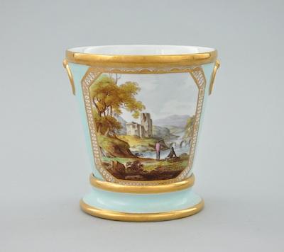 Appraisal: An Old Paris Porcelain Cachepot with Base Overall approx H