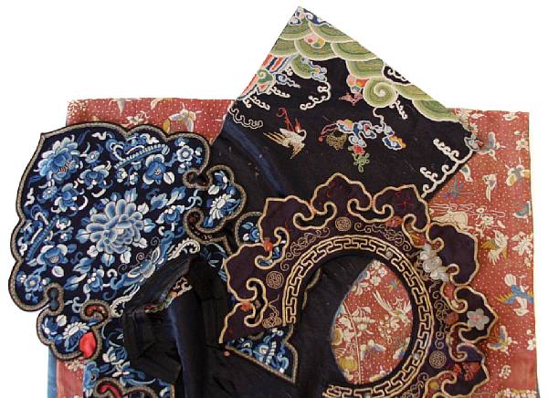 Appraisal: A group of embroidered textiles including a tunic two Chinese