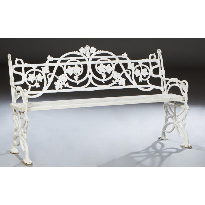 Appraisal: Cast Iron Garden Bench th st c the canted pierced