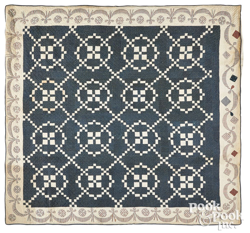 Appraisal: Irish chain quilt th c Irish chain quilt th c