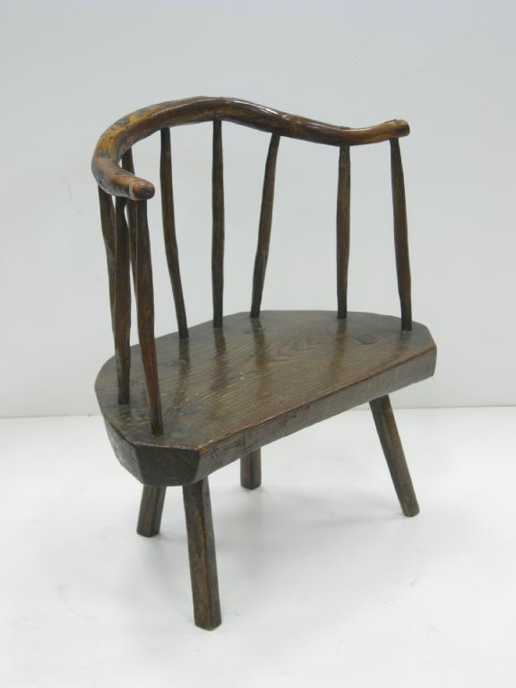 Appraisal: An early th Century Welsh primitive low Stick Back Chair