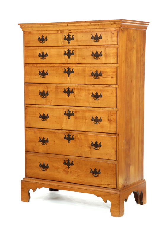 Appraisal: CHIIPPENDALE TALL CHEST OF DRAWERS Probably Rhode Island late th