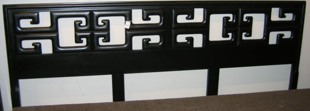 Appraisal: EBONIZED HEAD BOARD with Greek key motif Lammerts tag h