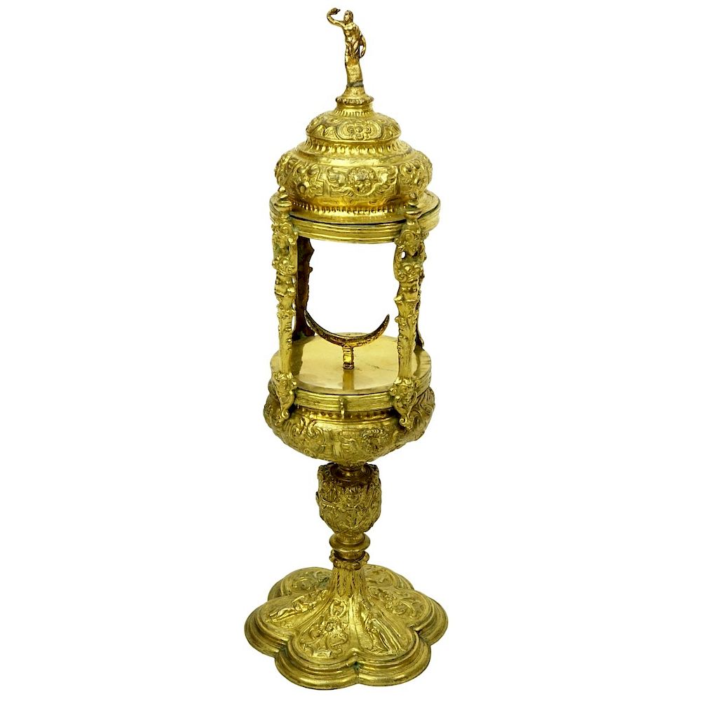 Appraisal: Antique Continental Gilt Metal Figural Monstrance Antique Continental Gilt Metal