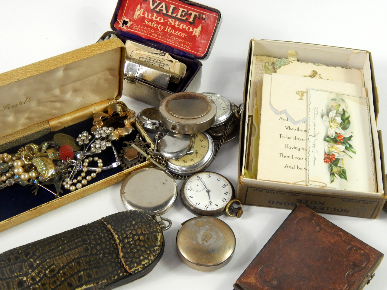 Appraisal: A daguerreotype open faced pocket watches costume jewellery and sundries