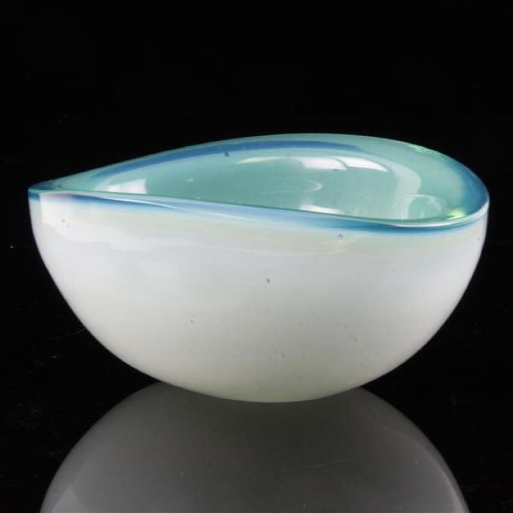 Appraisal: CENEDESE MURANO BLUE AND OPALINE ART GLASS BOWLCenedese Murano blue