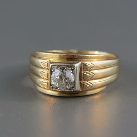 Appraisal: Diamond Man's Ring carat round high grade k yellow gold