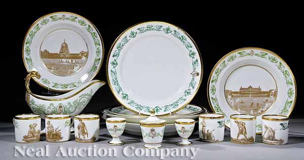 Appraisal: A Paris Porcelain Transfer-Decorated and Gilt Porcelain Partial Table Service