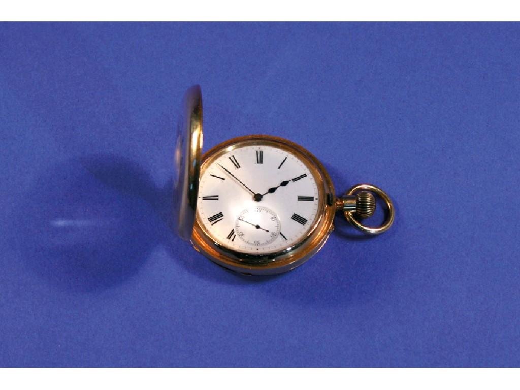 Appraisal: A GENTLEMAN'S CT GOLD HALF HUNTING CASED POCKET WATCH the