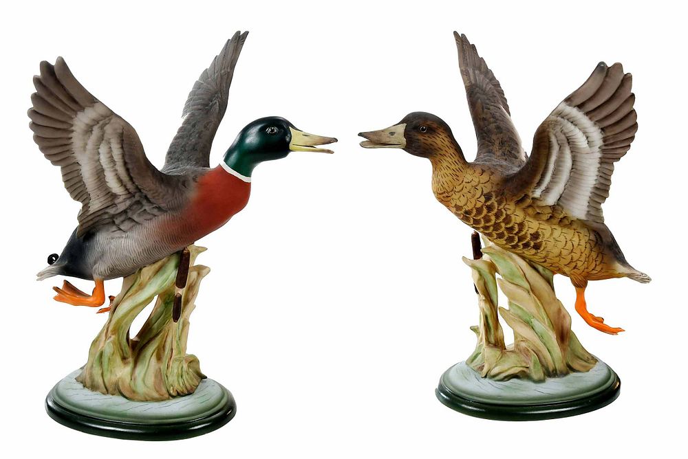 Appraisal: Two Boehm Painted Porcelain Duck Figures American th century each