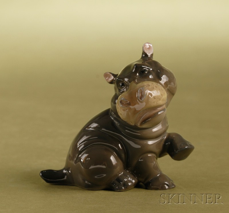 Appraisal: Rosenthal Porcelain Figure of a Baby Hippopotamus Germany c enamel