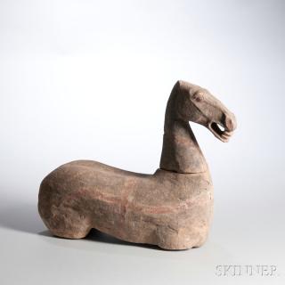 Appraisal: Pottery Legless Horse Pottery Legless Horse China possibly Han dynasty