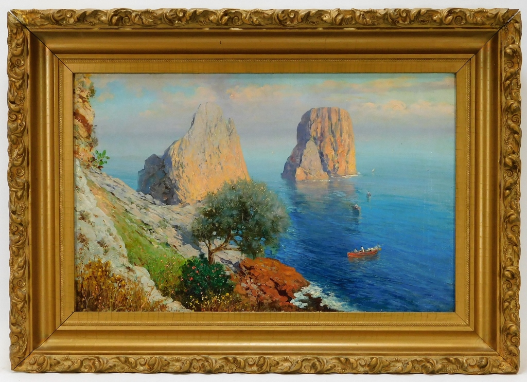 Appraisal: GIUSEPPE GIARDIELLO IMPRESSIONIST COASTAL PAINTING Italy - Vibrant view of