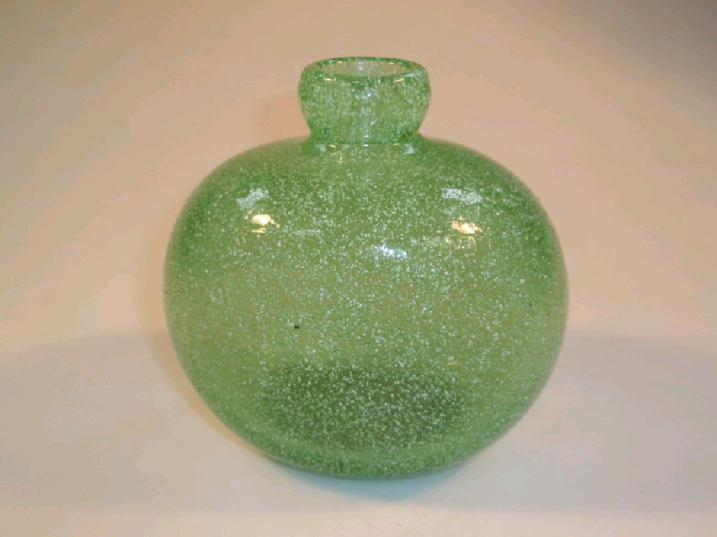 Appraisal: A green glass speckle glaze jar with a narrow neck