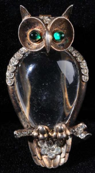 Appraisal: Signed Trifari Sterling Owl Jelly Belly Description Book Piece by