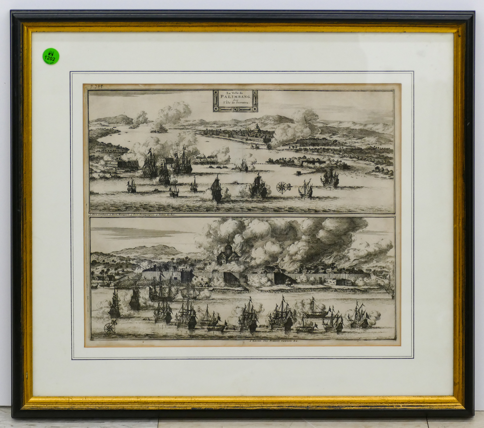 Appraisal: French th Cent ''La Ville de Palimbang'' Maritime Engraving Framed