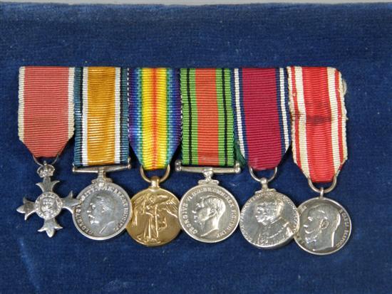 Appraisal: Six miniature medals MBE - and Great War medals Defence