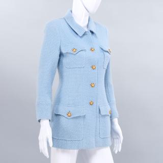 Appraisal: Chanel Boutique light blue gripoix button jacket Chanel Boutique light