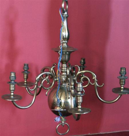 Appraisal: DUTCH BRASS CHANDELIER EARLY TH CENTURY the baluster stem issuing