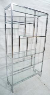 Appraisal: Milo Baughman Tall Chrome Glass Etagere Display Unit Thick chrome