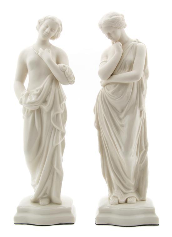 Appraisal: Pair of Belleek Figures each depicting a classical robed woman