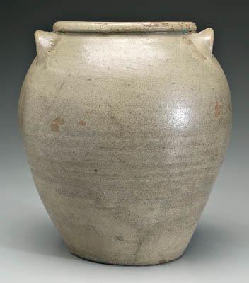 Appraisal: Edgefield pottery jar ovoid with mottled alkaline glaze notched rim