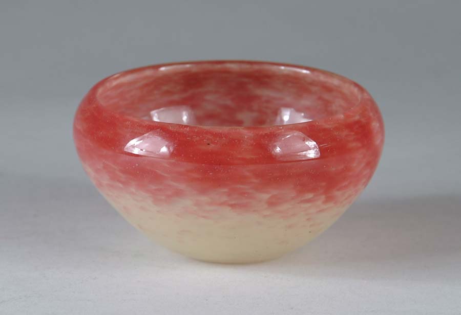 Appraisal: SMALL SCHNEIDER BOWL Cranberry shading to cream mottled bowl signed