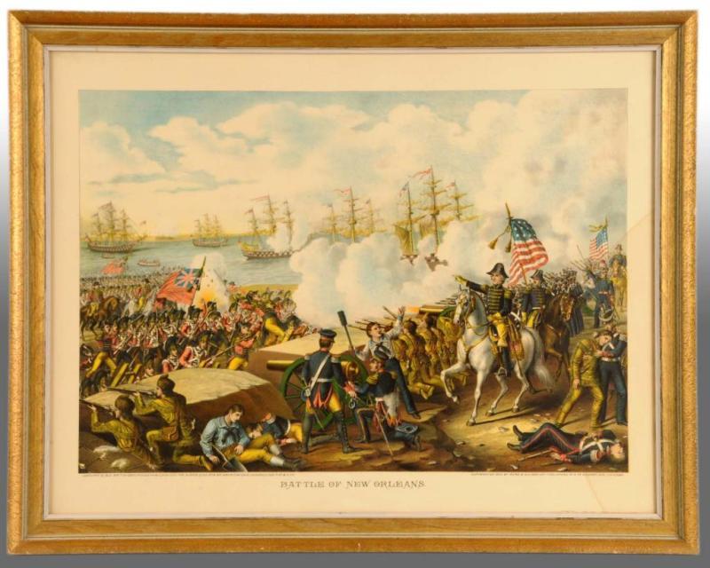 Appraisal: Kurz Allison Battle of New Orleans Litho Description Framed under