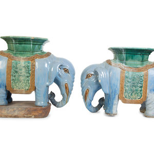 Appraisal: A Near Pair of Chinese Ceramic Elephant-Form Garden Stools TH